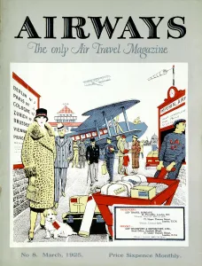 Luggage Prints: Passengers arriving to embark for Paris at Croydon Aerodrome, London, 1925