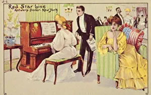 Relaxation Prints: Passengers relax after dinner on a Red Star liner, 1907. Creator: Unknown