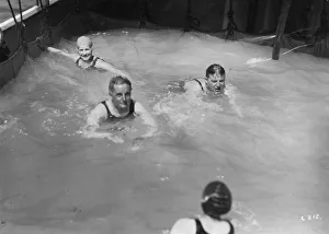 Cruise Prints: Passengers in the swimming pool on board a cruise ship, c1920s-c1930s(?)