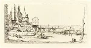 Bella Stefano Della Gallery: Passerelle du Pont-au-Change, Paris, après l Incendie de 1621 (Footbridge...), 1860