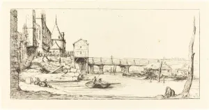 Stefano Della Bella Collection: Passerelle du Pont-au-Change, Paris, apres l Incendie de 1621 (Footbridge...), 1860