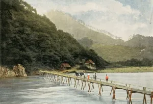 L Boulanger Prints: Passerelle Sur La Riviere D Arakawa, (Footbridge over the Arakawa River), 1900