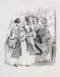 Images Dated 16th August 2021: Passing Young Girls from The Complete Works of Beranger, 1836