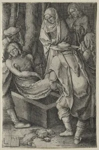 Lucas Van Leyden Dutch Prints: The Passion: The Burial of Christ, 1521. Creator: Lucas van Leyden (Dutch, 1494-1533)