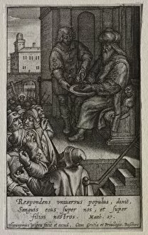 Hieronymus Wierix Gallery: The Passion: Pilate Washing his Hands. Creator: Hieronymus Wierix (Flemish, 1553-1619)