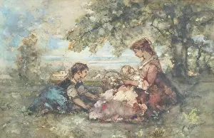 Sitting On Ground Prints: Pastoral. Creator: Emile Aubert Lessore