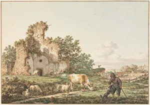 Jacob Cats Prints: Pastoral Landscape with a Ruin, 1799. Creator: Jacob Cats (Dutch, 1741-1799)