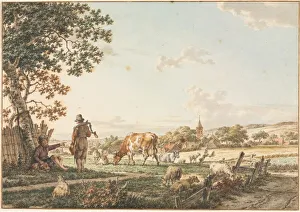 Jacob Cats Prints: Pastoral Landscape with Village, 1799. Creator: Jacob Cats (Dutch, 1741-1799)