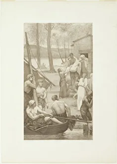 St Genevieve Prints: Pastoral Life of Saint Geneviève (left panel), c. 1888. Creator: Georges William Thornley