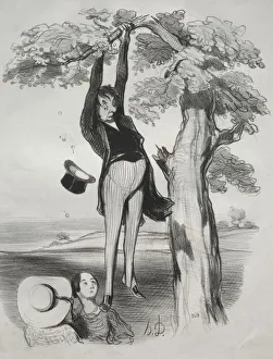 Honoredaumier French Prints: Pastorales, plate 2: The Hazards of shaking a plum tree too vigorously... 1845. Creator