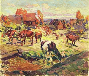 1924 Prints: From the Pasture, around 1924. Creator: Gustav Mally