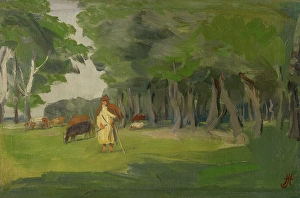 Pasture Prints: Pasturing in Kaloc, 1895-1896. Creator: Jozef Hanula