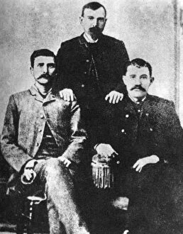 American West Gallery: Pat Garrett, James Brent and John W Poe, sheriffs of Lincoln County, c1880-1882 (1954)
