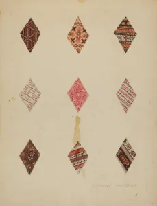 Diamond Shapes Prints: Patches from Quilt, c. 1937. Creator: Eleanor Gausser