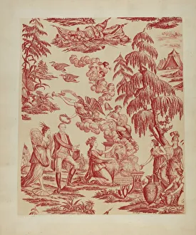 Frances Lichten Prints: Patchwork Bedspread, c. 1936. Creator: Frances Lichten