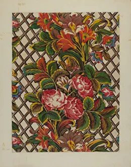 Frances Lichten Prints: Patchwork Bedspread Material, c. 1936. Creator: Frances Lichten