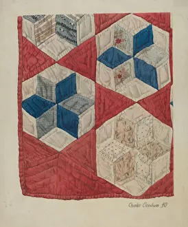 Stitched Prints: Patchwork Quilt, 1940. Creator: Charles Goodwin