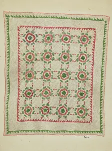 Winter Charlotte Prints: Patchwork Quilt, c. 1936. Creator: Charlotte Winter