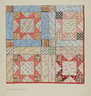 Star Shaped Gallery: Patchwork Quilt, c. 1937. Creator: Rose Campbell-Gerke
