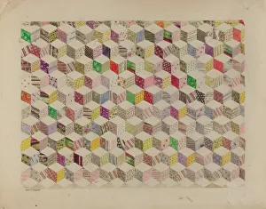 Patchwork for Quilt, c. 1937. Creator: Edith Magnette