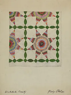 Star Pattern Prints: Patchwork Quilt, c. 1937. Creator: Gladys Phillips