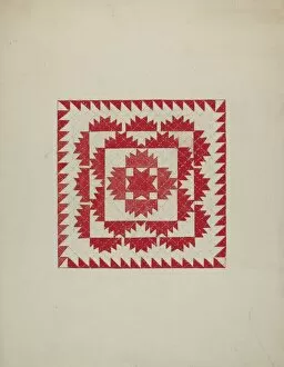 Star Shaped Gallery: Patchwork Quilt, c. 1940. Creator: Genevieve Sherlock