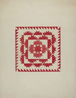 Star Shape Prints: Patchwork Quilt, c. 1940. Creator: Genevieve Sherlock