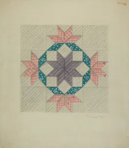 Star Motif Prints: Patchwork Quilt Pattern, 1935/1942. Creator: T. Joyce