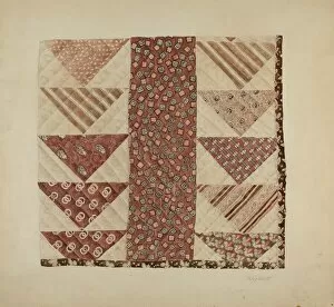 Triangles Collection: Patchwork Quilt (Section), c. 1938. Creator: Henry Granet