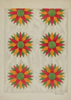 Patchwork Quilt Gallery: Patchwork Quilt - Top, c. 1937. Creator: Bertha Semple