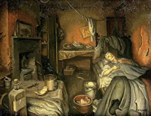 Fuel Prints: A patient at home, (1953?). Creator: Dorothy Mary Barber