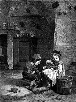 Sentimental Prints: The Patient, by P. E. Frere, in the International Exhibition, 1871. Creator: Unknown