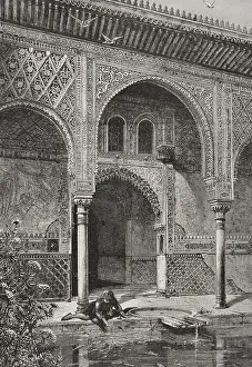 Patio de los Arrayanes, (Court of the Myrtles), Comares Palace, the Alhambra, Granada, Spain, 1890. Creator: Unknown