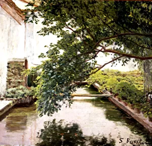 Patio Prints: Patio of a masia (Catalan farm), it corresponds to the stage in which the painter