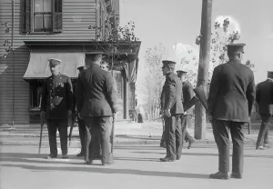 Refinery Prints: Patrol / Bayonne strike, (1916?). Creator: Bain News Service