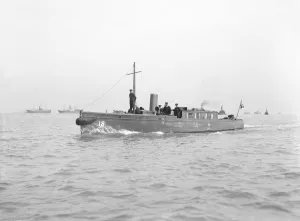 Port Bow Prints: Patrol Boat No. 18 under way, 1914. Creator: Kirk & Sons of Cowes