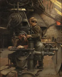 Industrialisation Prints: Un Patron (The lesson of the Apprentice), 1888. Creator: Buland, Jean-Eugène (1852-1926)