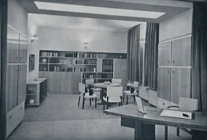 Shelving Prints: Paul Bromberg. Combined drawing- and dining-room in a house at Rotterdam, in ivory