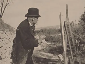 C And Xe9 Collection: Paul Cezanne painting at Les Lauves, 1906. Creator: Roussel, Ker-Xavier (1867-1944)