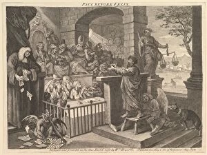 Worried Collection: Paul Before Felix Burlesqued, May 1751. Creator: William Hogarth