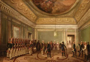Maria Feodorovna Prints: Paul I in front of the guards saluting Maria Feodorovna (Changing of the guard in the Anteroom)