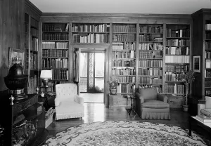 Bookshelves Prints: Paul Mellon, residence in Upperville, Virginia, 1947. Creator: Gottscho-Schleisner, Inc
