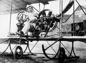Paul Peck, Commercial Aviator - In Gyro Type Plane Sponsored By Berliner At Mineola, N.Y. 1911. Creator: Harris & Ewing. Paul Peck, Commercial Aviator - In Gyro Type Plane Sponsored By Berliner At Mineola, N.Y. 1911. Creator: Harris & Ewing