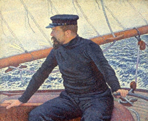 Pointillism Gallery: Paul Signac on his boat. Artist: Rysselberghe, Theo van (1862-1926)