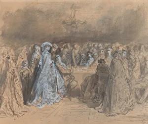 Gambling Prints: Pauline Viardot Gambling at Baden-Baden, 1862. Creator: Gustave Doré