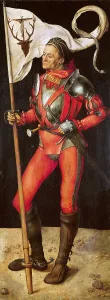 Munich Prints: Paumgartner altarpiece, side panel: Lukas Paumgartner as Saint Eustace