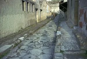 Paved street in the Roman town of Herculaneum, 1st century