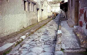 Herculaneum Prints: Paved street in the Roman town of Herculaneum, Italy