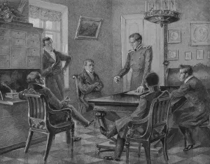 Decemberist Gallery: Pavel Pestel speech at the meeting of the Northern Society of the Decembrists in Petersburg, 1936