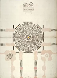 Pauls Cathedral Gallery: Pavement under the cupola of St Pauls Cathedral, London, c1820